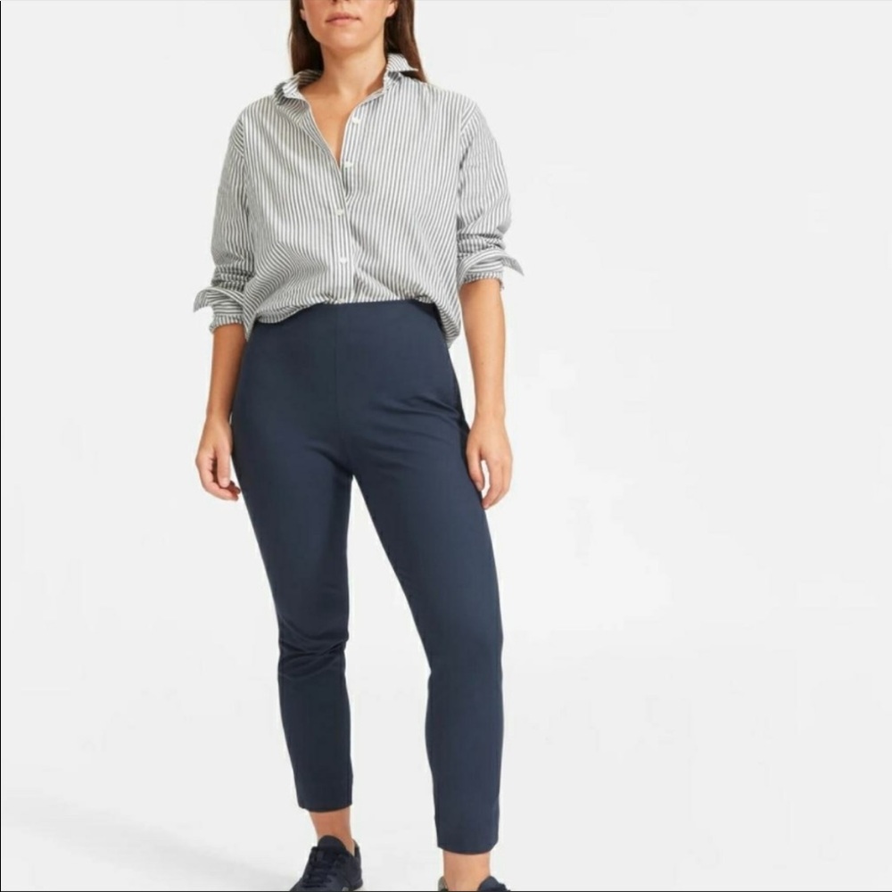 Everlane Navy Blue Pants Ankle Length High Waist Zipper Fall Work Career Size 2